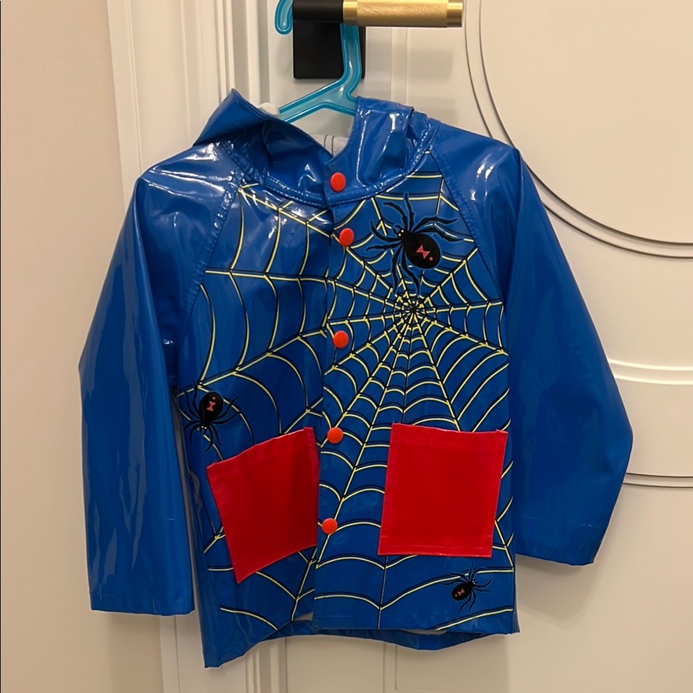Spider Web Blue and Red Kids rain coat